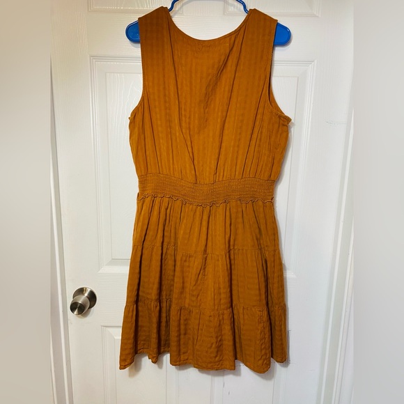 Rust Orange Mini Dress with elastic waist and tie at top size xl - Picture 2 of 4